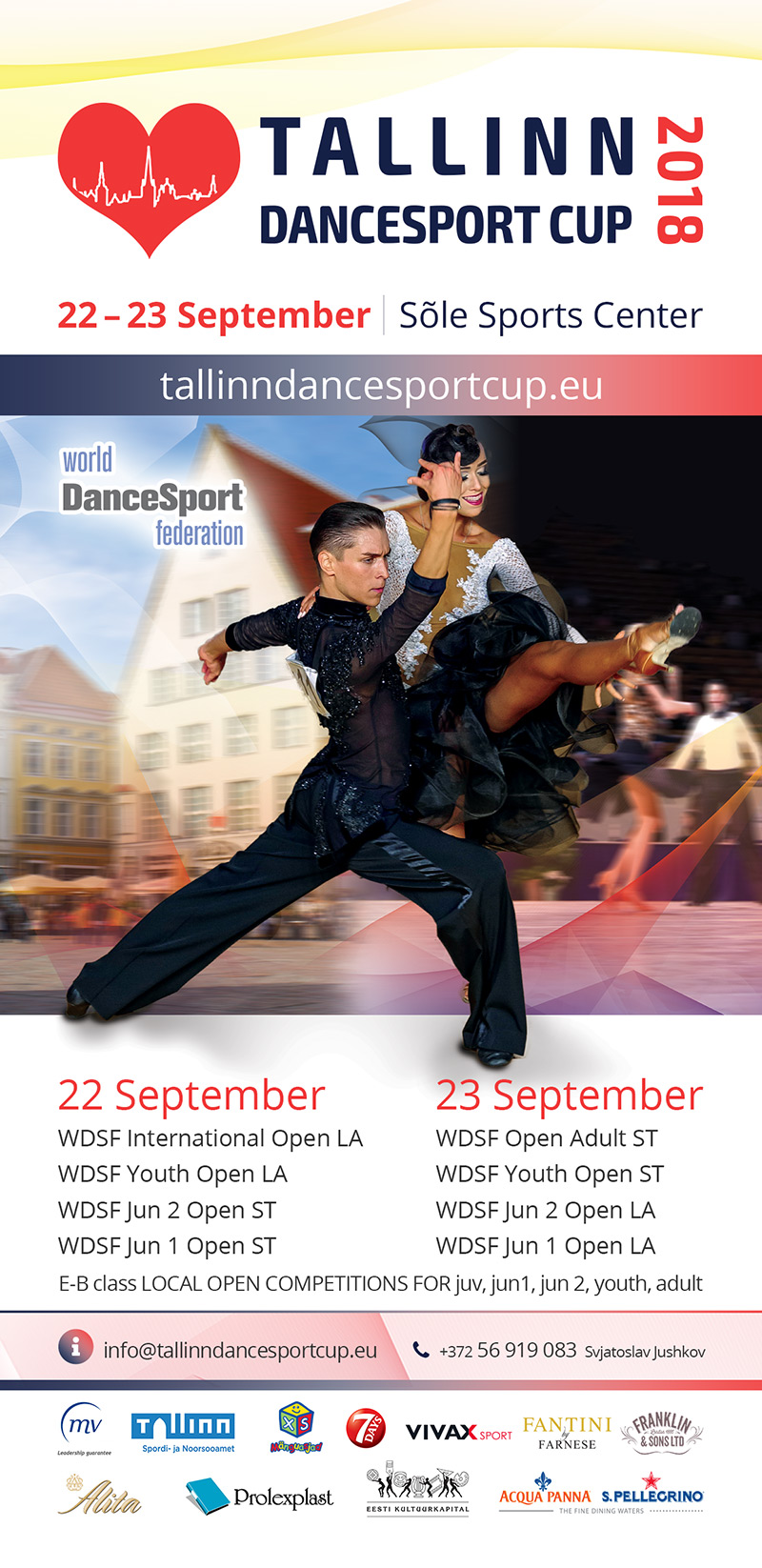 Tallinn Dance Sport Cup 2018, 22 – 23 September in Sõle Sports Center